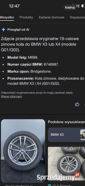 Felgi R19 BMW 698 Mpakiet X3 X4 G01 G02 M40 opolskie Nysa sprzedam
