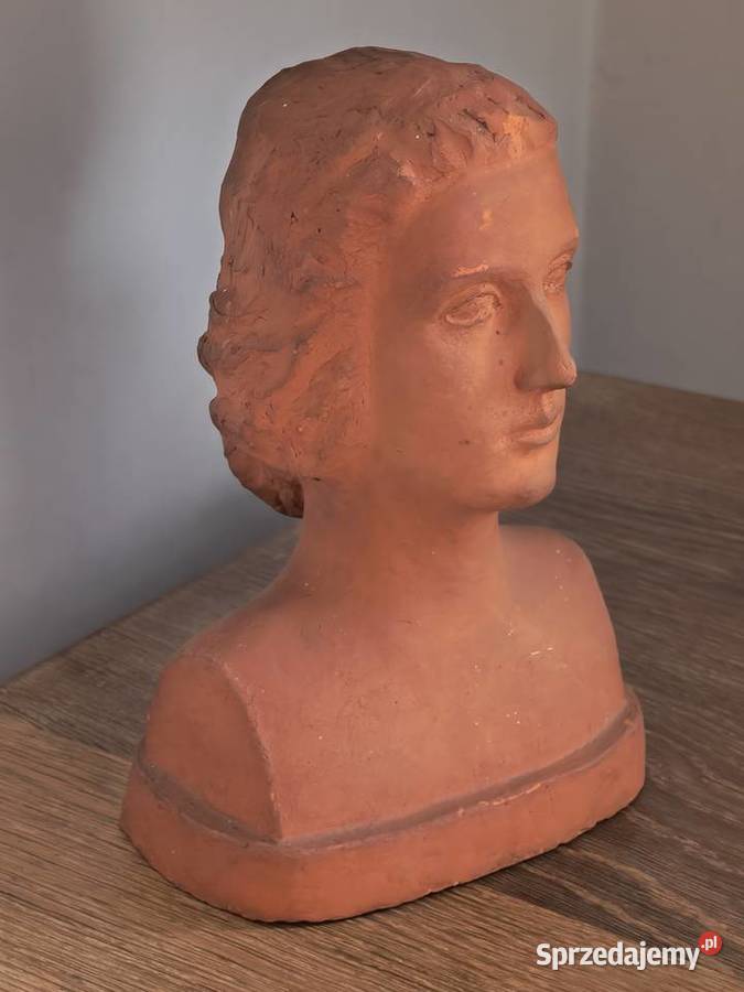 rzeźba figurka popiersie kobiety glina Piotrówek