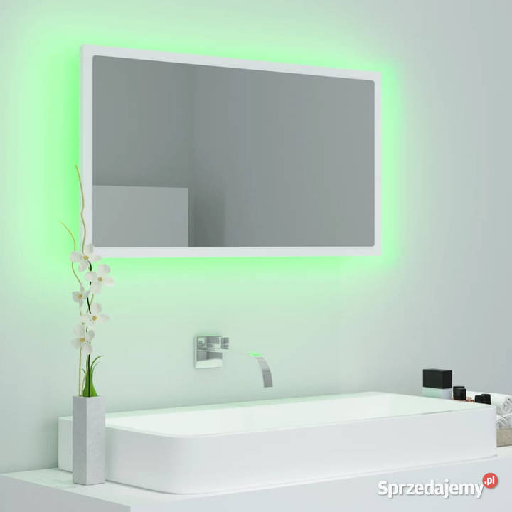 Lustro łazienkowe z LED białe 80x85x37 akryl Warszawa