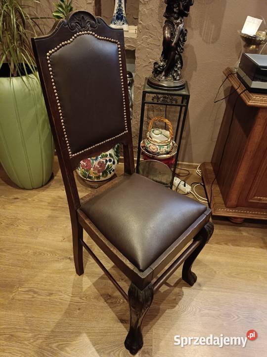 Stare krzesło drewniane z łapami lwa Lipno sprzedam