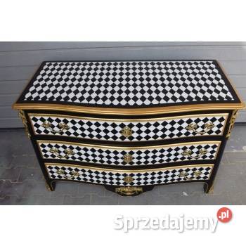 Królewska Biało Czarna Komoda Vintage Szafa Antyki, Sztuka, Kolekcje Kraków