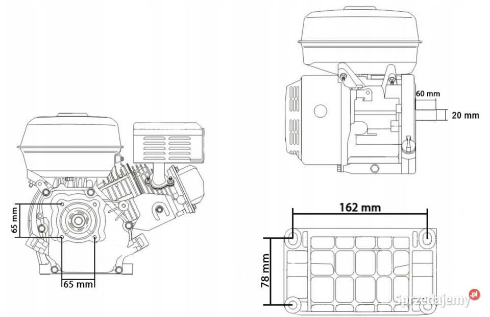 SILNIK SPALINOWY GX160 OHV 7 20MM OLEJ Ostrołęka