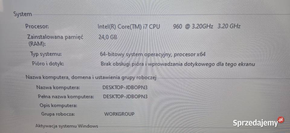 Komputer Stacjonarny Liczba rdzeni procesora 6 sprzedam