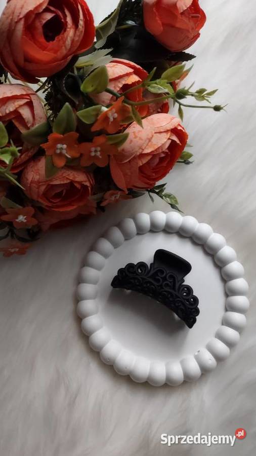 Czarna spinka klamra ażurowa do włosów Vintage Klamry i Spinki Olkusz