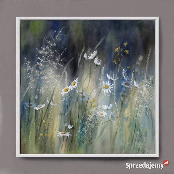 Łąka Kwiaty ręcznie malowany olejny L Olbrycht Nowy Sącz