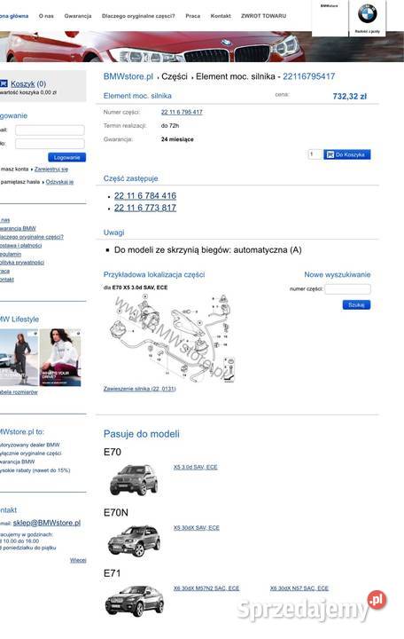 BMW X5 E70 X6 E71 30d poduszki silnika osobowe pomorskie Gdańsk