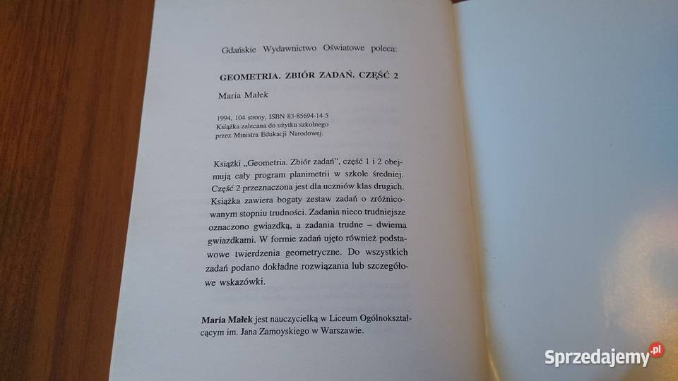 Geometria zbiór zadań klasy II 2 Marcin Podręczniki Gdańsk