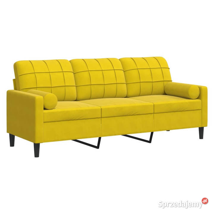 3osobowa sofa z poduszkami żółta 180 aksamit Sofy i kanapy Warszawa