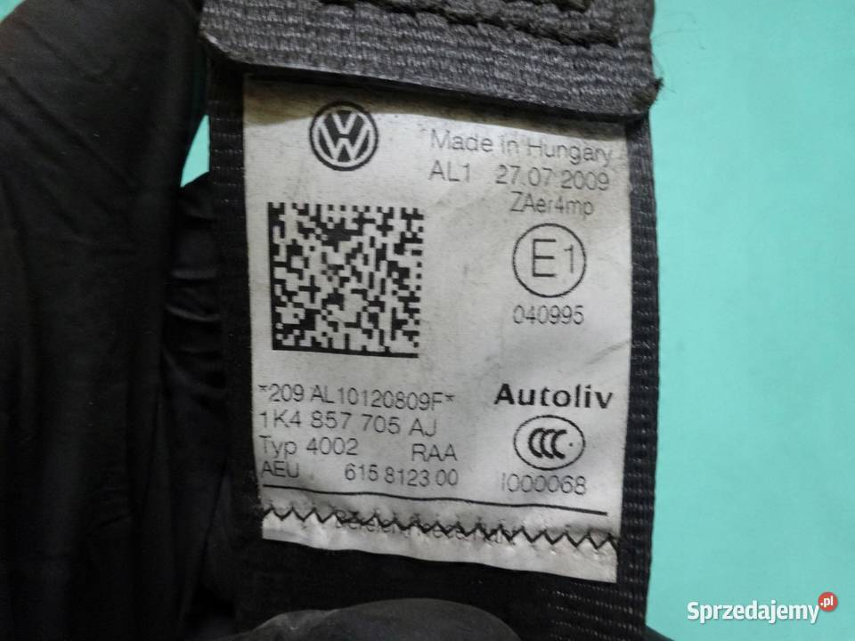 VW GOLF VI 09r pas bezpieczeństwa lewy przód