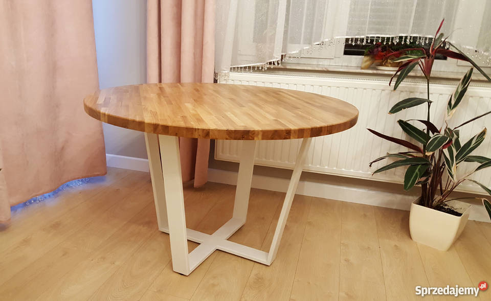 Nowoczesny stół dębowy okrągły Loft 120 Krosno