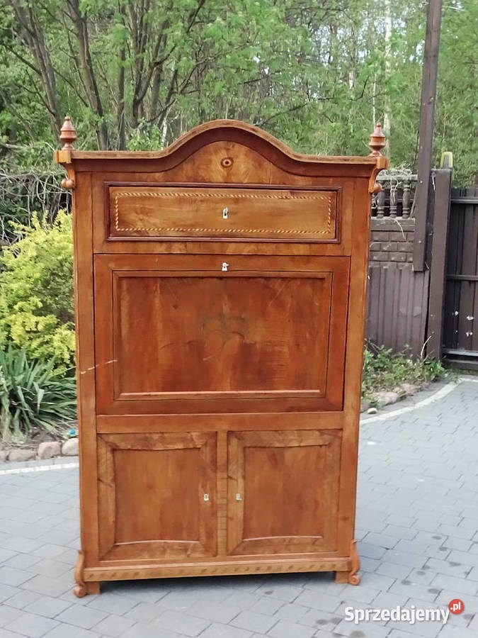 Wyjątkowy Sekretarz Biedermeier XIX w Sygnowany lubelskie Biłgoraj