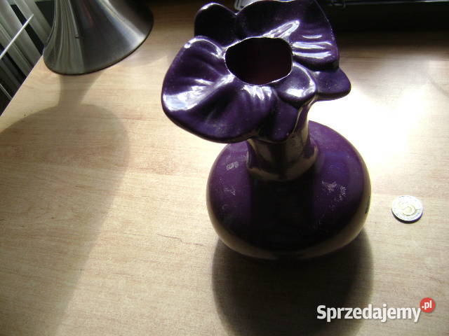 Starocie z PRL Szkło kolorowe Wazon Kwiat Porcelana i szkło