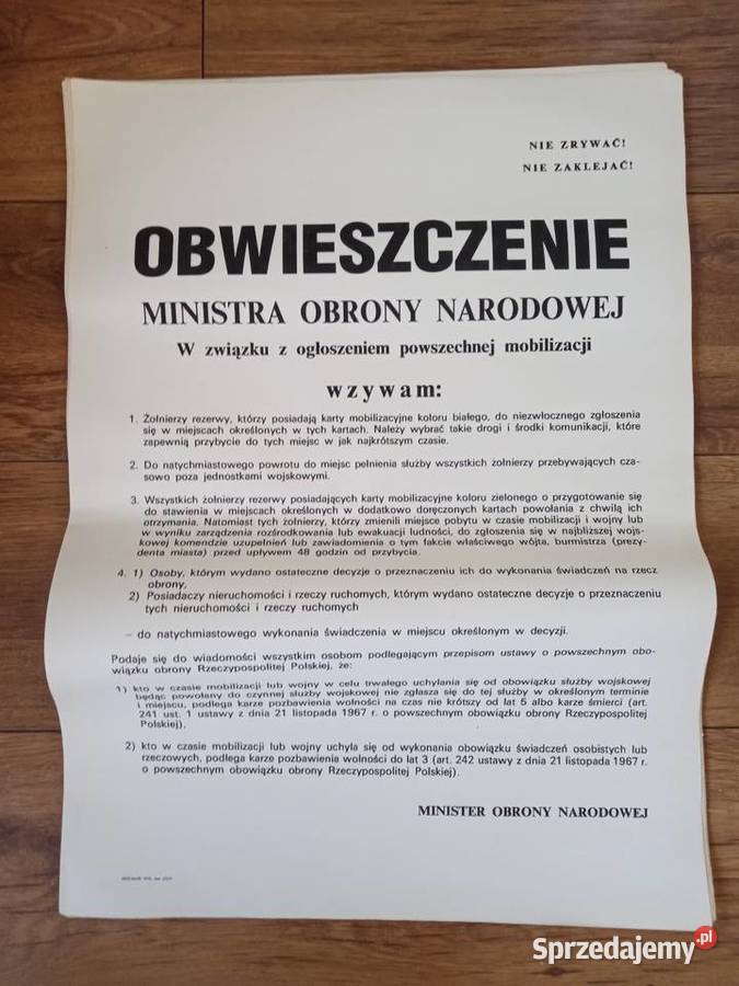 Obwieszczenie ministra obrony narodowej Pozostałe łódzkie Konstantynów Łódzki