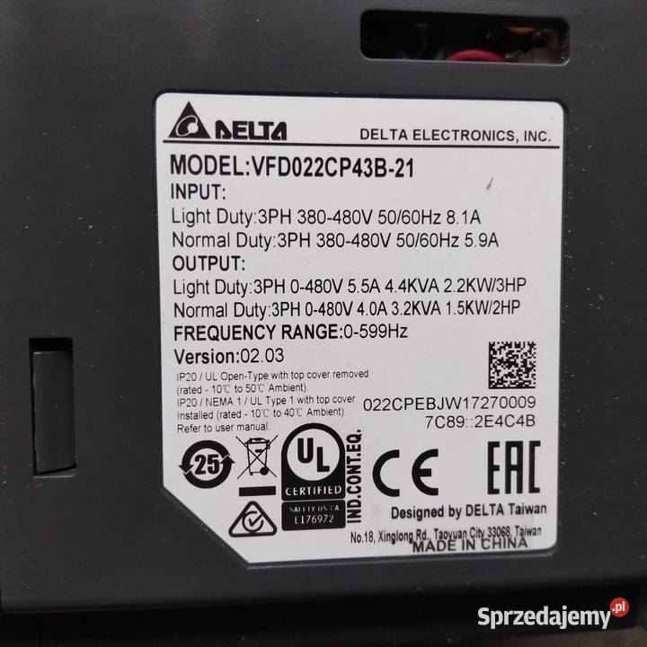 Falownik Delta VFD022CP43B21
