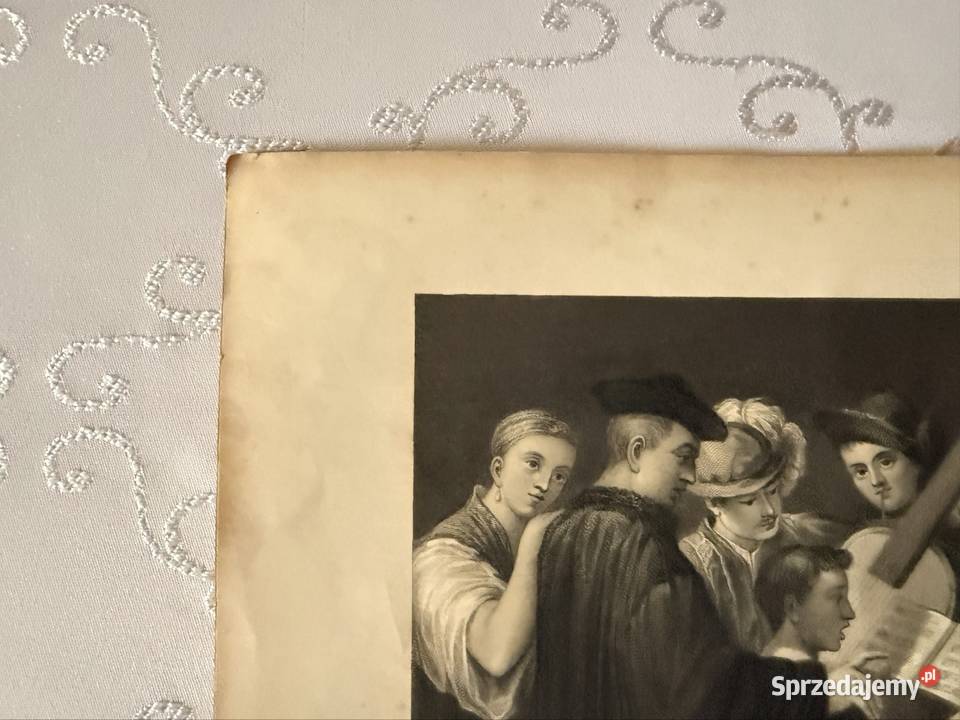 Antyczna rycina staloryt 1835 A Music Party Czerwionka-Leszczyny