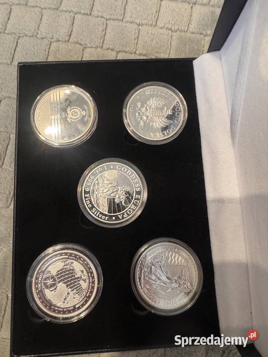 Monety 5 x 1oz 1555g czystego srebra na prezent Numizmatyka Mińsk Mazowiecki