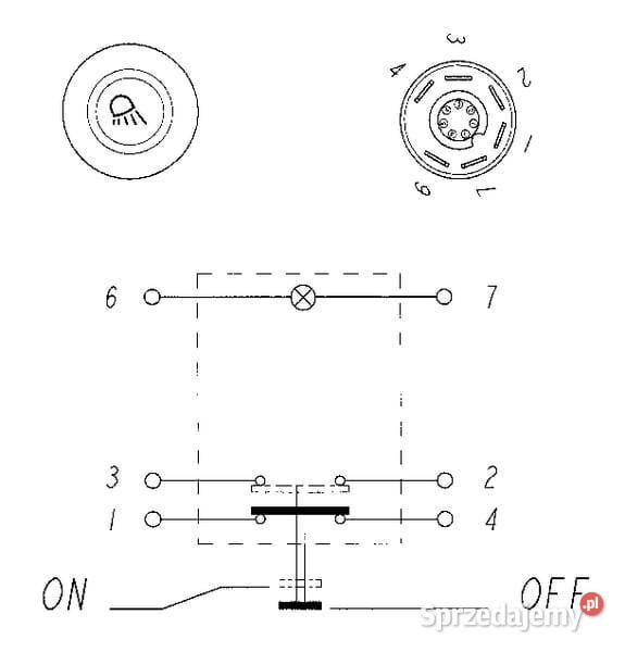 Przełącznik przyciskowy lamp roboczych okrągły Kamionna