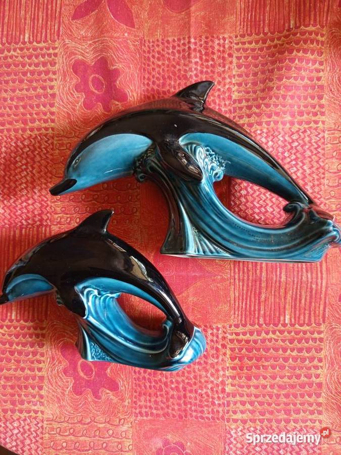 Figurki porcelana Vintage 2 ładne DELFINY firmy Warszawa