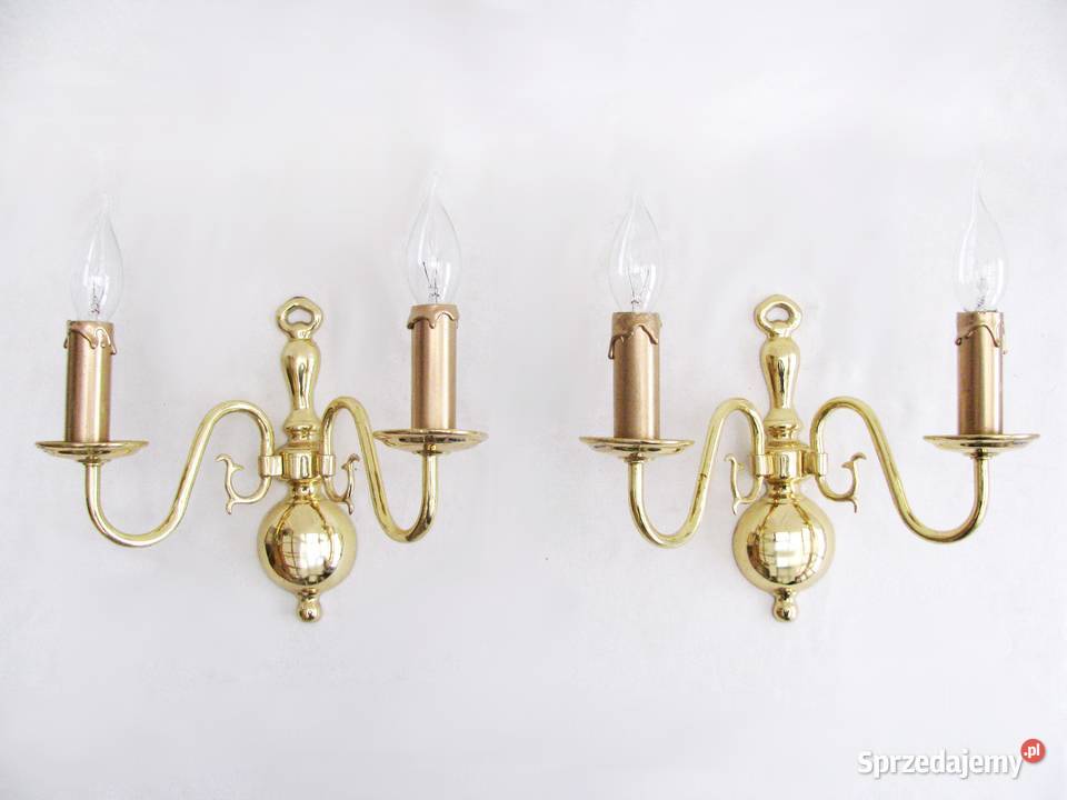 2 kinkiety podwójne mosiądz II Kinkiety Szczecinek