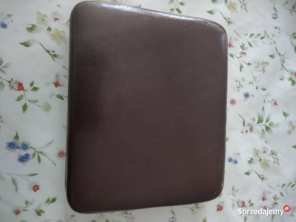 Stara francuska papierośnica skóra mosiądz Art Gniezno