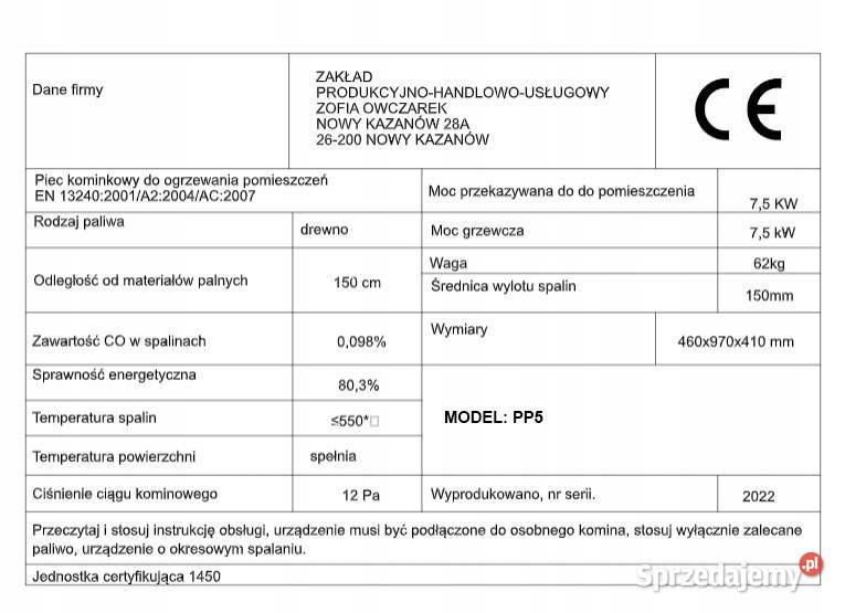 Piec NEGRO 75KW Koza Wolnostojący Stalowy Polski Szczucin