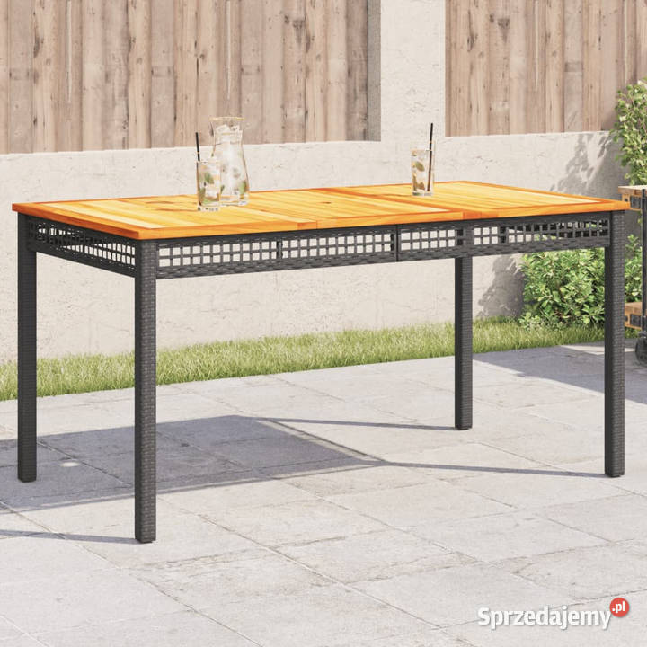 Stół ogrodowy czarny 140x80x75 polirattan i