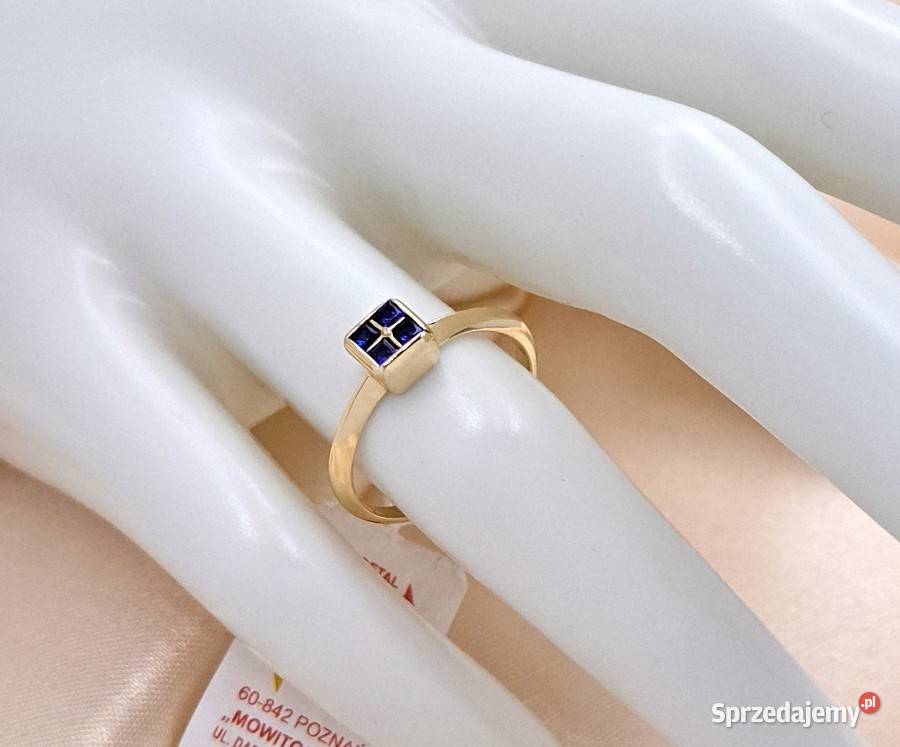 Pierścionek r13 Złoty pr585 z szafirami Z810 Poznań
