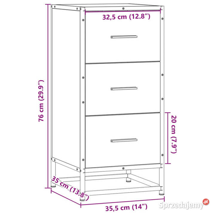 Szafka brązowy dąb 355x35x76 materiał Warszawa