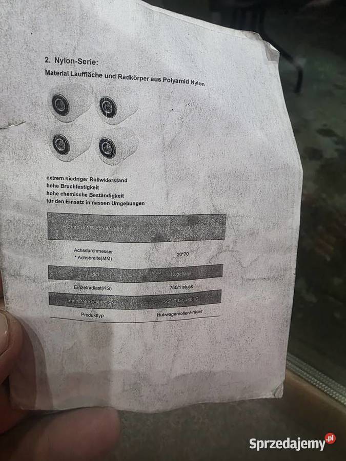 Zestaw 4 rolek do paleciaka 80x70 mm poliuretan Sandomierz