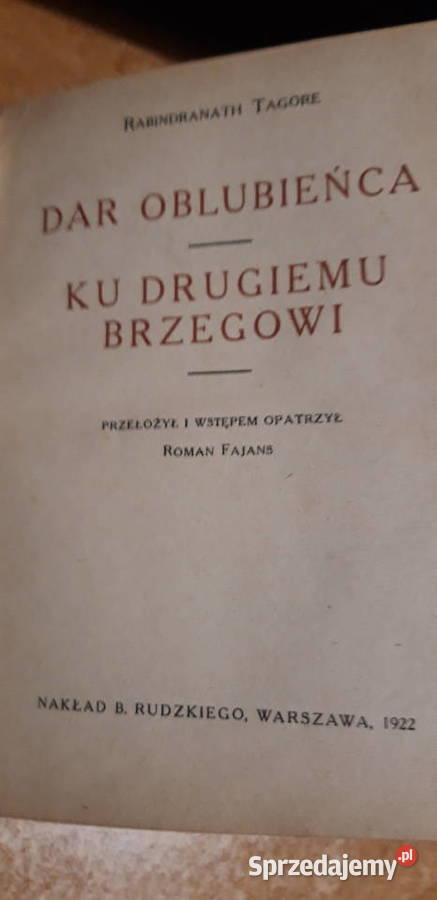 TAGORE dar oblubieńca Ku drugiemu brzegowi 1922 Iwno