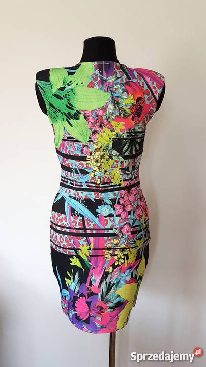 Sukienka w kwiaty River Island Bodycon Unikat S różowy Spódnice i sukienki Jasło