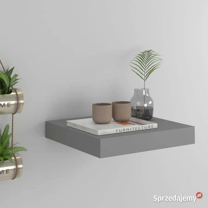 Wisząca półka ścienna szara 23x235x38 MDF Warszawa