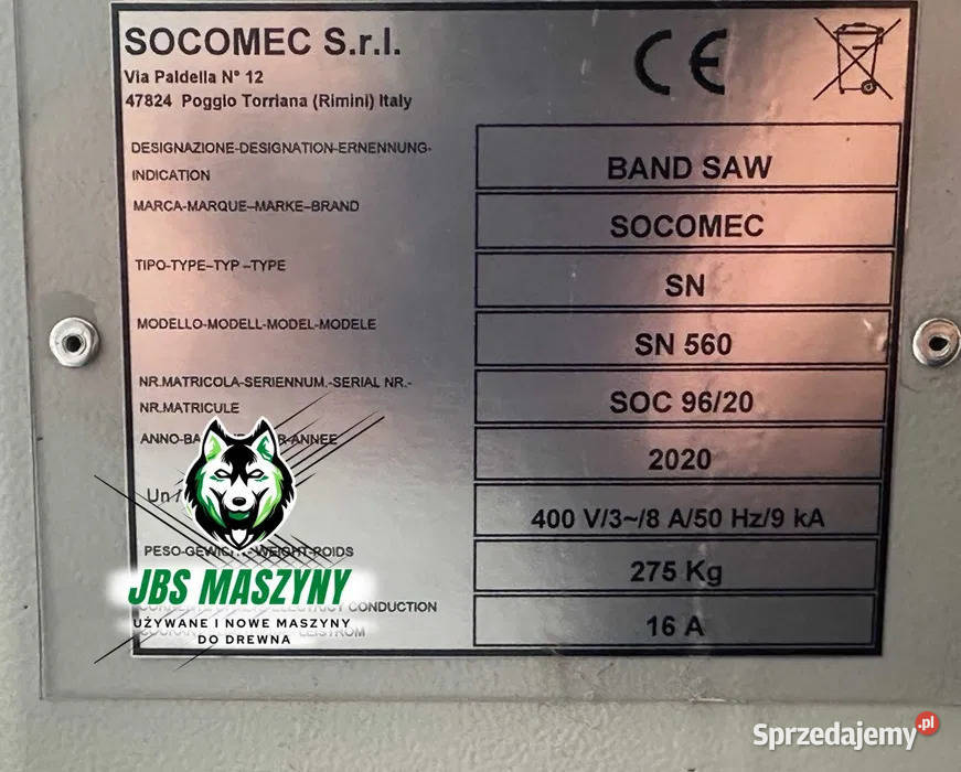 Piła taśmowa SOCOMEC SN 560 Silnik 4 kW