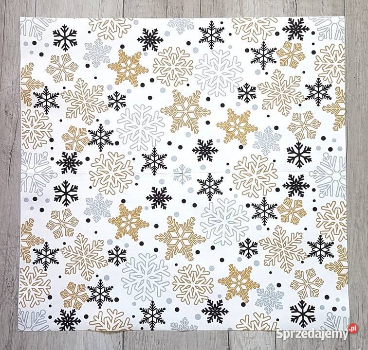 Zestaw 12 serwetek świąteczne gwiazdki na białym Boże Narodzenie Chrzanów