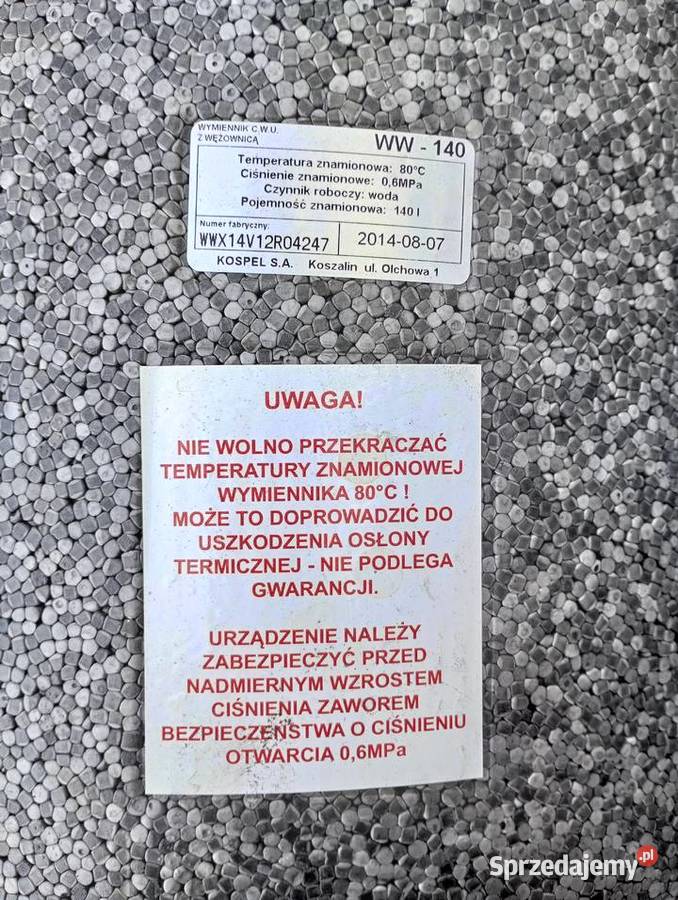 Bojler Kospel 140l z grzałka Susz sprzedam