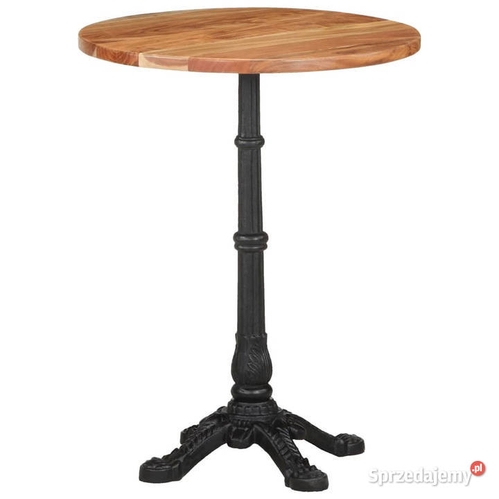 Stolik bistro okrągły 60x76 lite drewno akacjowe