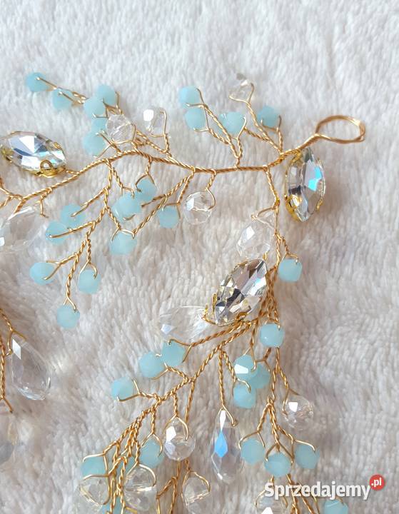 Ozdoba do włosów tiara koraliki błękitne Szczecin