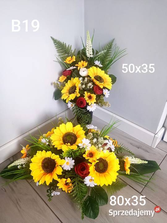 komplet nagrobny z słonecznikiem