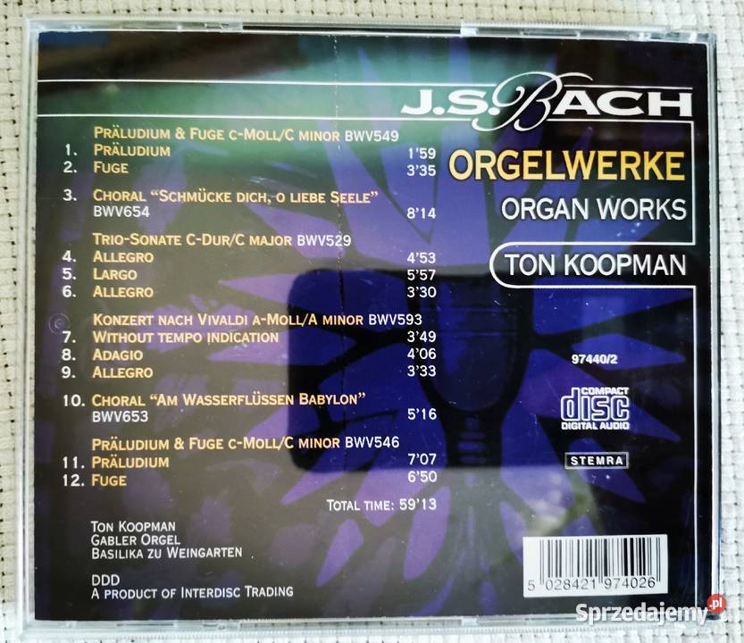 J S BACH muzyka organowa 6 CD Ząbki