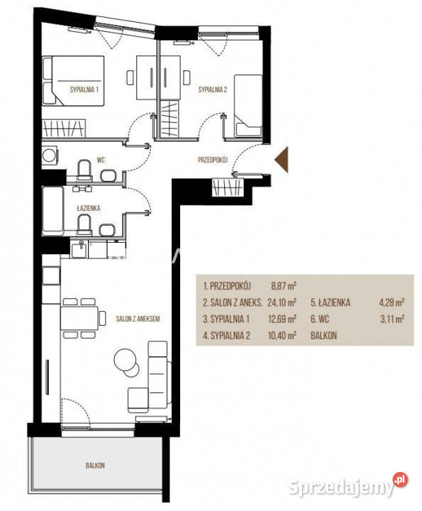 sprzedaży mieszkania 6345m2 3pokojowe Kraków Liczba pokoi 3 sprzedam