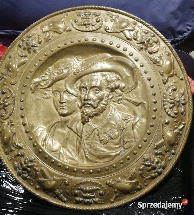 Talerz z mosiądzu portret Rubens z żoną Izabelą Warszawa