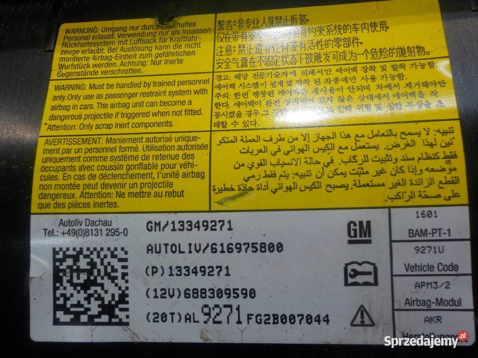 ORLANDO 20 VCDI 11r 5D AIRBAG poduszka pasazera Suków