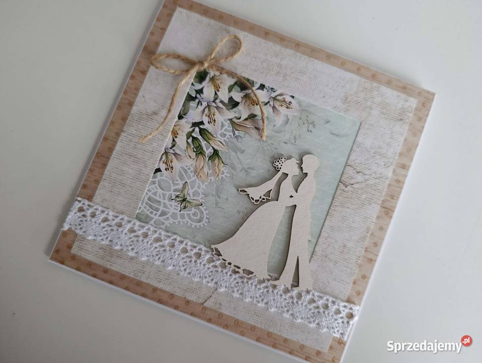 Kartka ręcznie robiona na Ślub handmade 3 Łódź