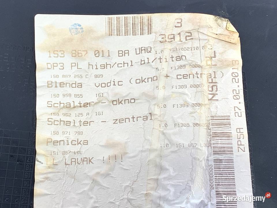 BOCZEK DRZWI LEWY PRZÓD VW UP 1S3867011