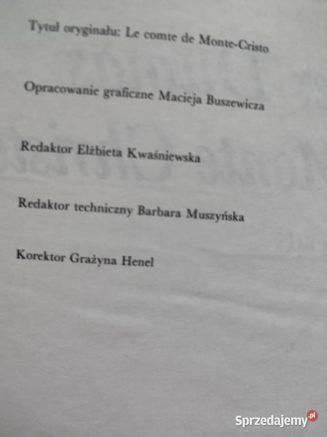Hrabia Monte Christo Aleksander Dumas Kielce sprzedam