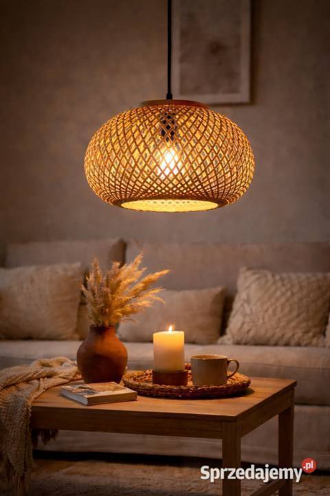 NOWA stylowa lampa wisząca bambusowa naturalna Brodnica