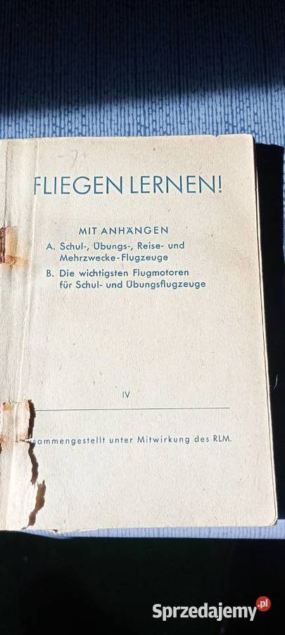 Nauka pilotażu latania 1941 Fliegen Lernen motoryzacja, transport lubuskie Zielona Góra