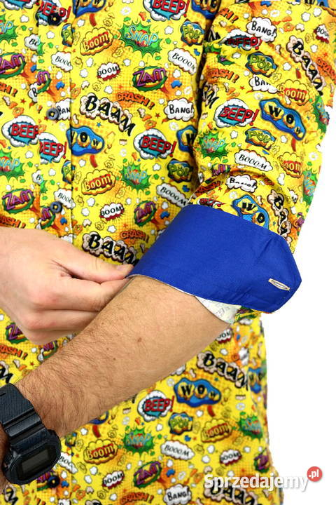 DANIEL BESSI Koszula Męska Fb046 Żółta KOMIKS Ostrów Wielkopolski