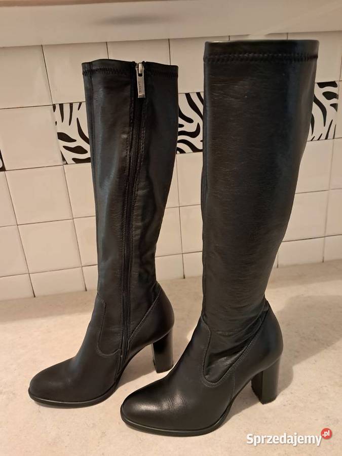 Buty damskie skórzane kozaki czarne Lasocki do Kraków sprzedam