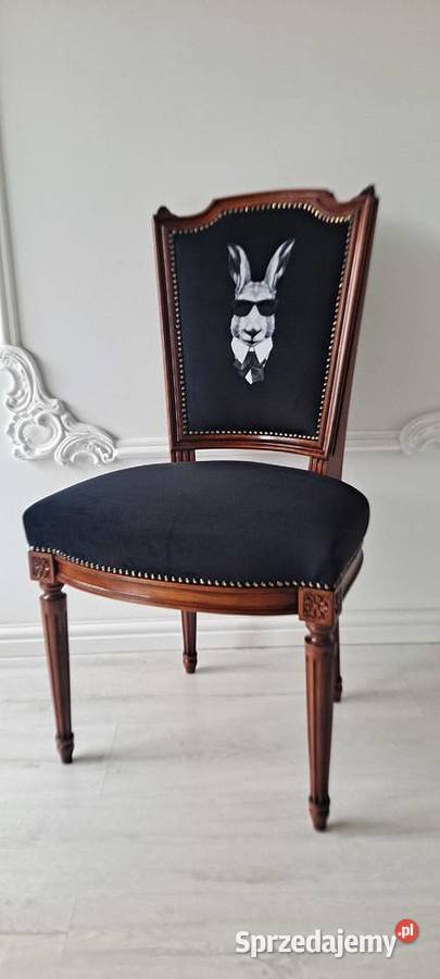 Stylowe krzesło królik pufa Ludwik Loft Medalion 43cm Szczecin